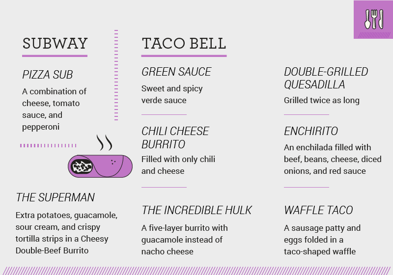 Secret menu items - Subway & Taco Bell