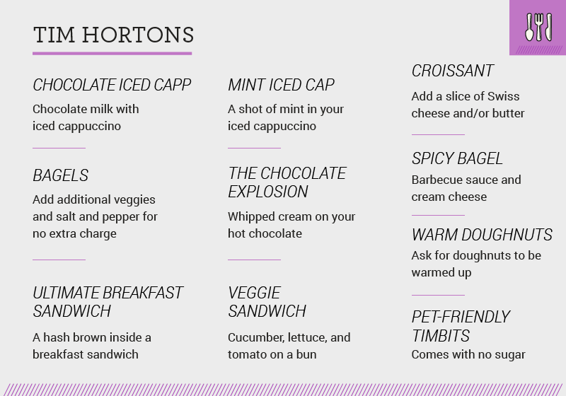 Secret menu items - Tim Hortons