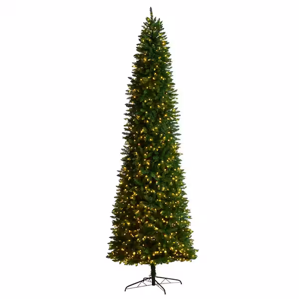 11 ft. Green Pre-Lit LED Slim Mountain Pine Artificial Christmas Tree