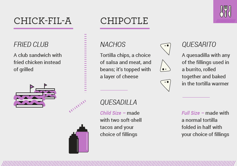 Secret menu items - Chick-Fil-A & Chipotle
